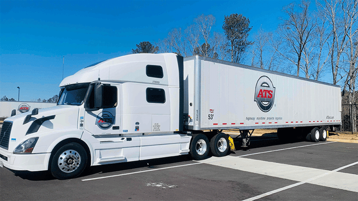 Dry van-trailer-truck-in-yard